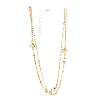 Chanel Crystal Pearl Heart CC Long Necklace Gold 3 of 6