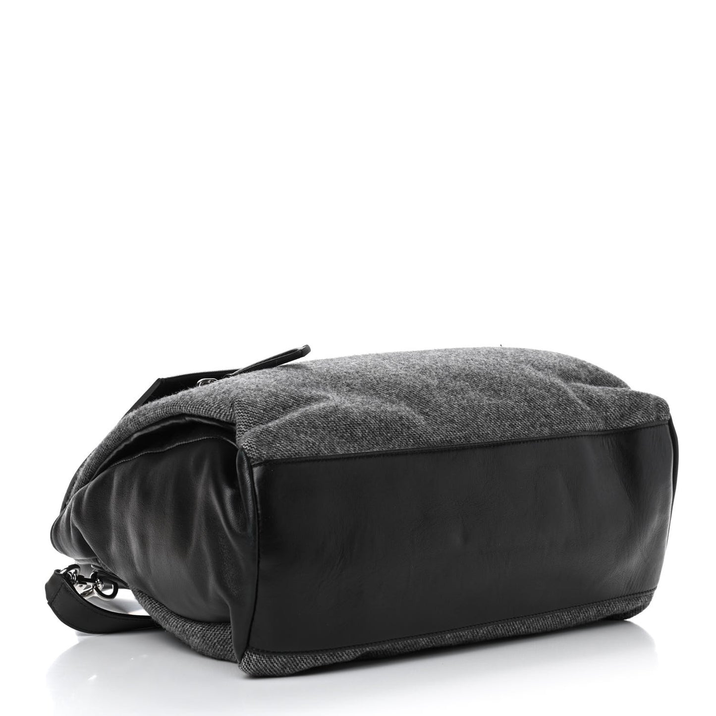 Tweed Wool Calfskin Medium Pandora Pure Flap Bag Dark Grey Black