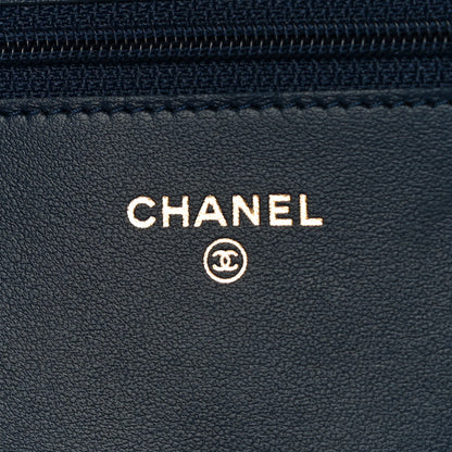 Chanel Caviar Quilted Boy Wallet On Chain WOC Navy 6 of 14