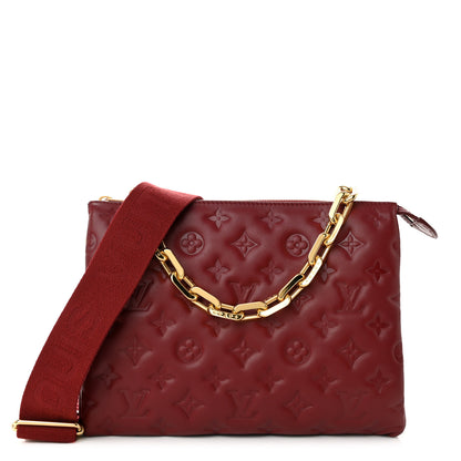 Louis Vuitton Lambskin Embossed Monogram Coussin PM Wine 1 of 9