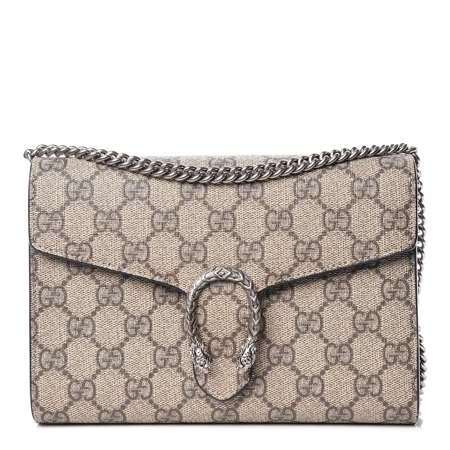 GG Supreme Monogram Mini Dionysus Chain Wallet Beige Black