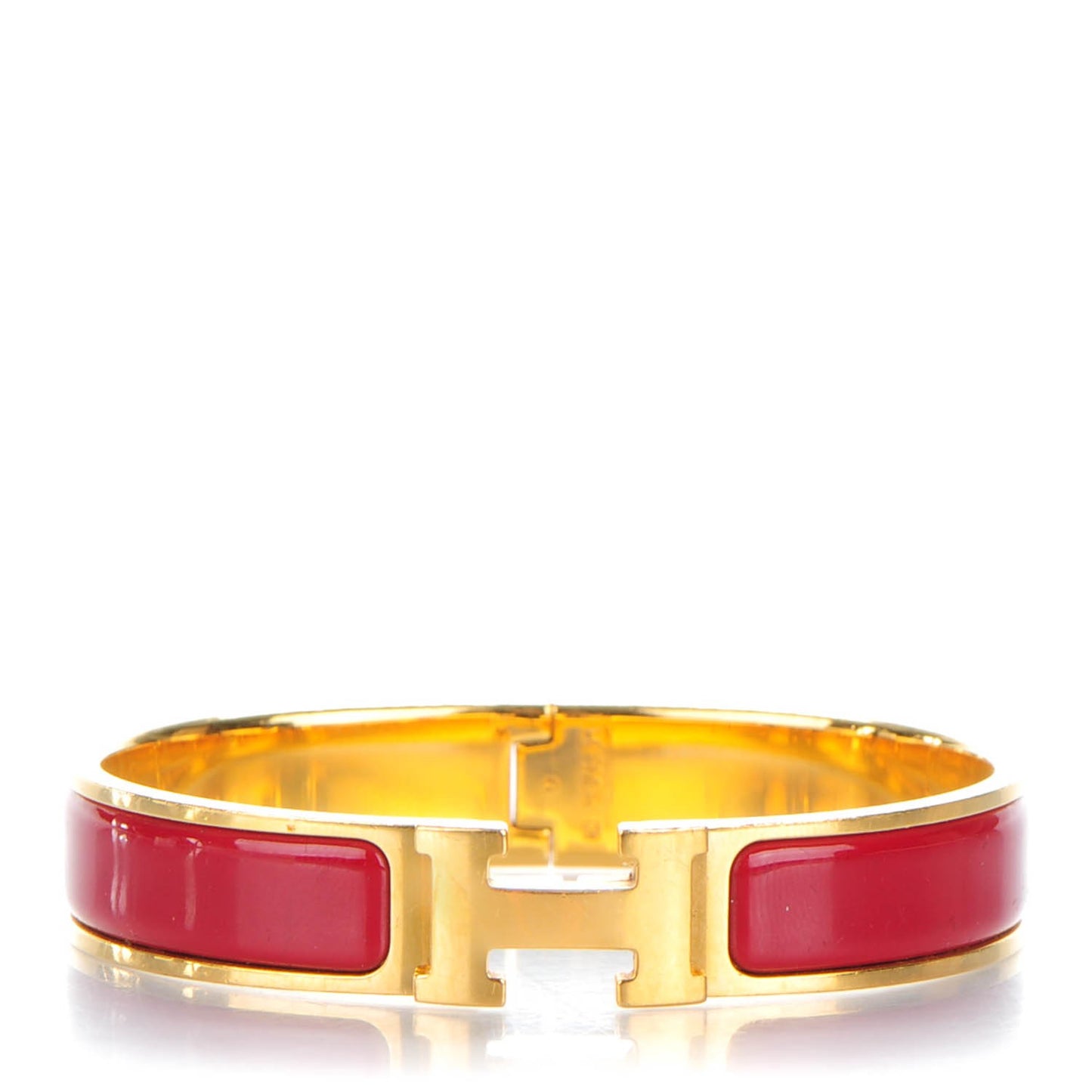 Enamel Clic Clac H Narrow Bracelet GM Rouge