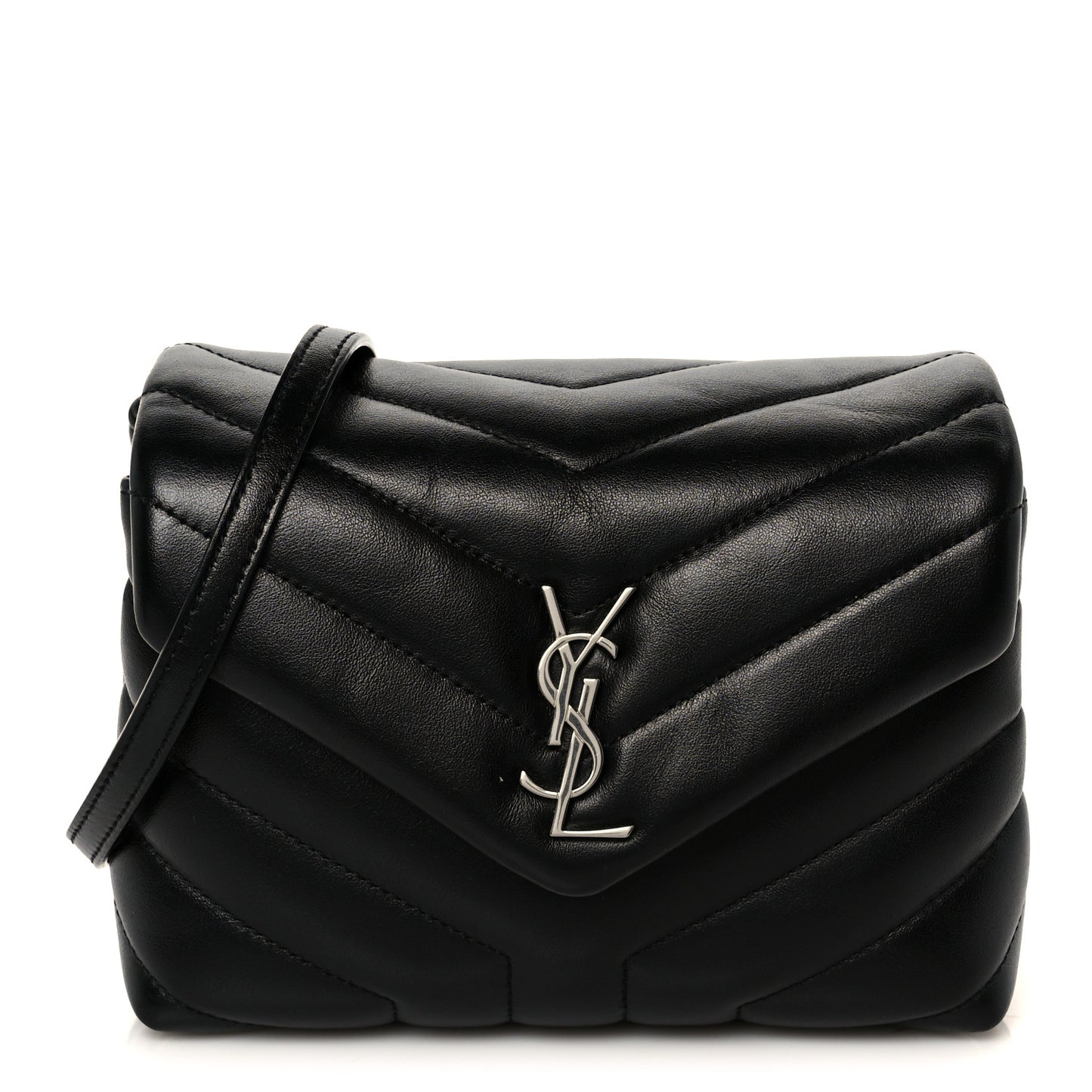 Calfskin Y Quilted Monogram Toy Loulou Crossbody Bag Black