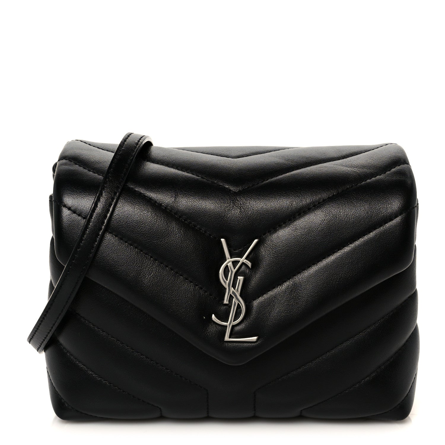 Saint Laurent Calfskin Y Quilted Monogram Toy Loulou Crossbody Bag Black 1 of 11