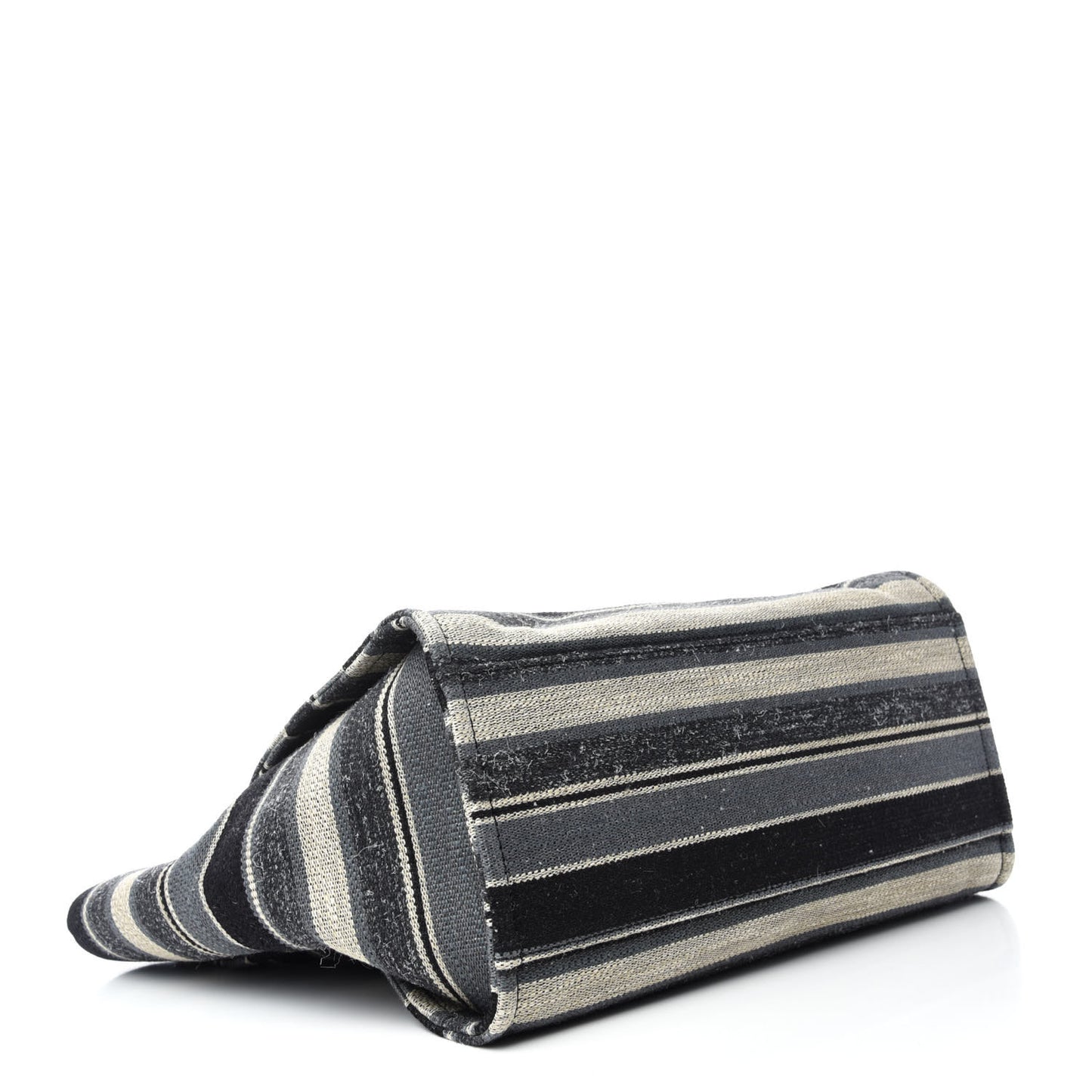 Striped Canvas Medium Deauville Tote Black
