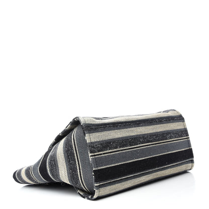 Chanel Striped Canvas Medium Deauville Tote Black 4 of 11