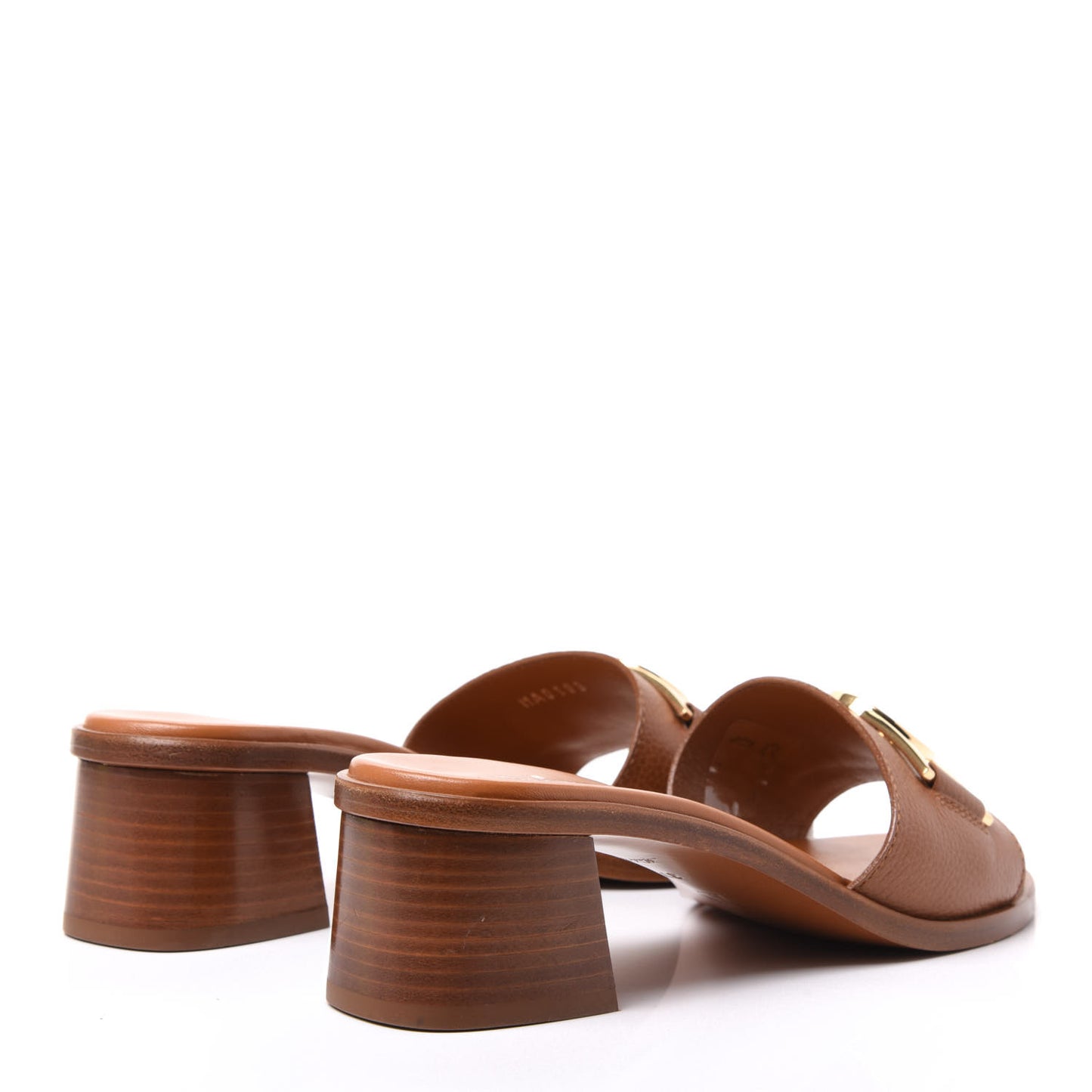 Calfskin Lock It Mules 37 Cognac Brown