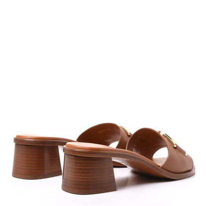 Louis Vuitton Calfskin Lock It Mules 37 Cognac Brown 4 of 9