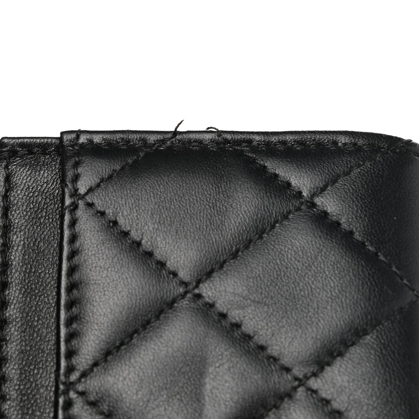 Lambskin Quilted Flap Card Holder Wallet Black