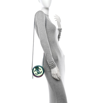 Chanel PVC Calfskin Lambskin Quilted Round Filigree Clutch With Chain Green 2 of 11