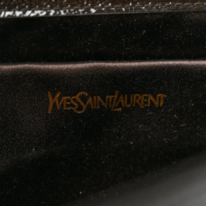 Saint Laurent Textured Patent Calfskin Large Belle De Jour Clutch Dark Brown 6 of 7
