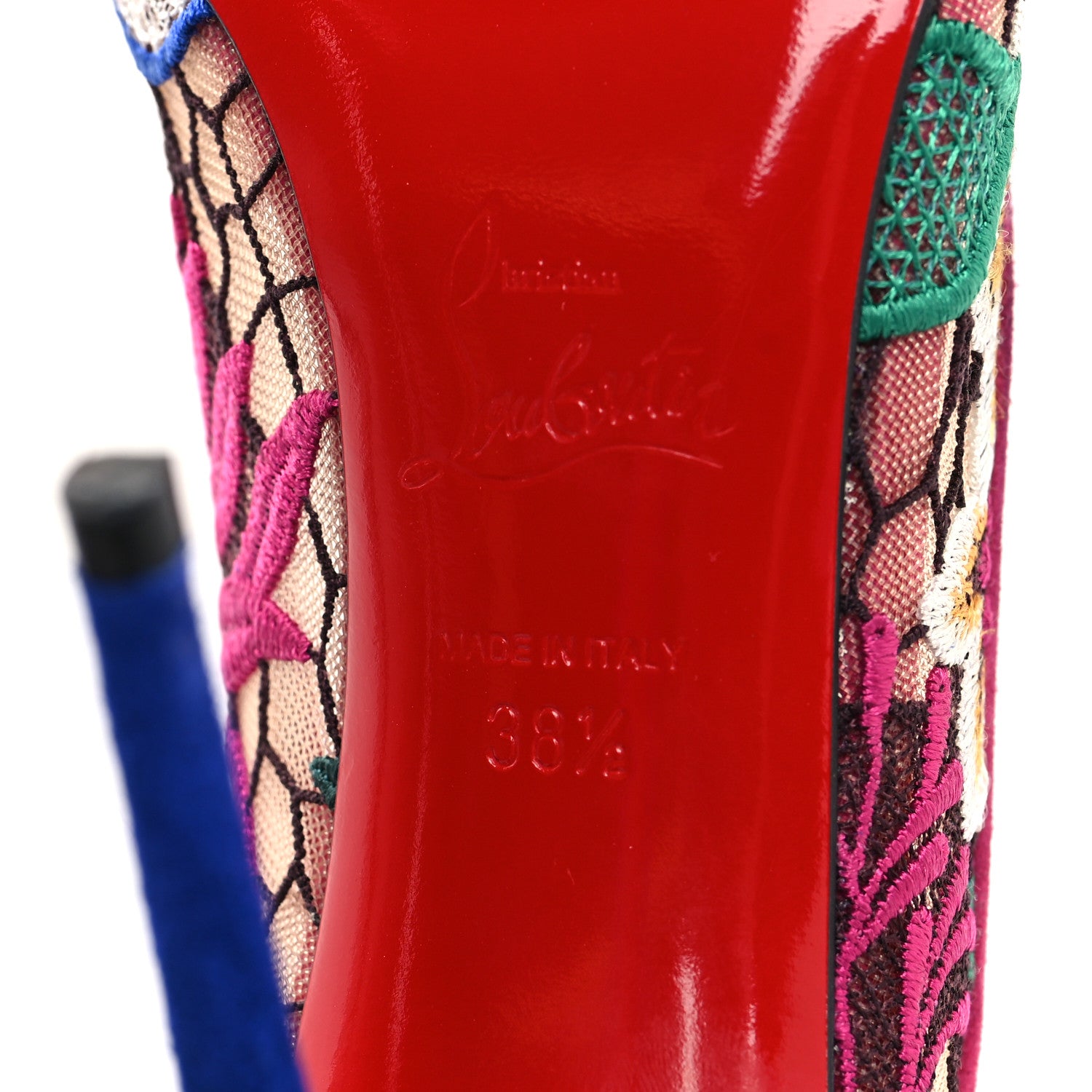 Christian Louboutin Lace Veau Velours Florale Follies 100 Pumps 38.5 Multicolor 6 of 8