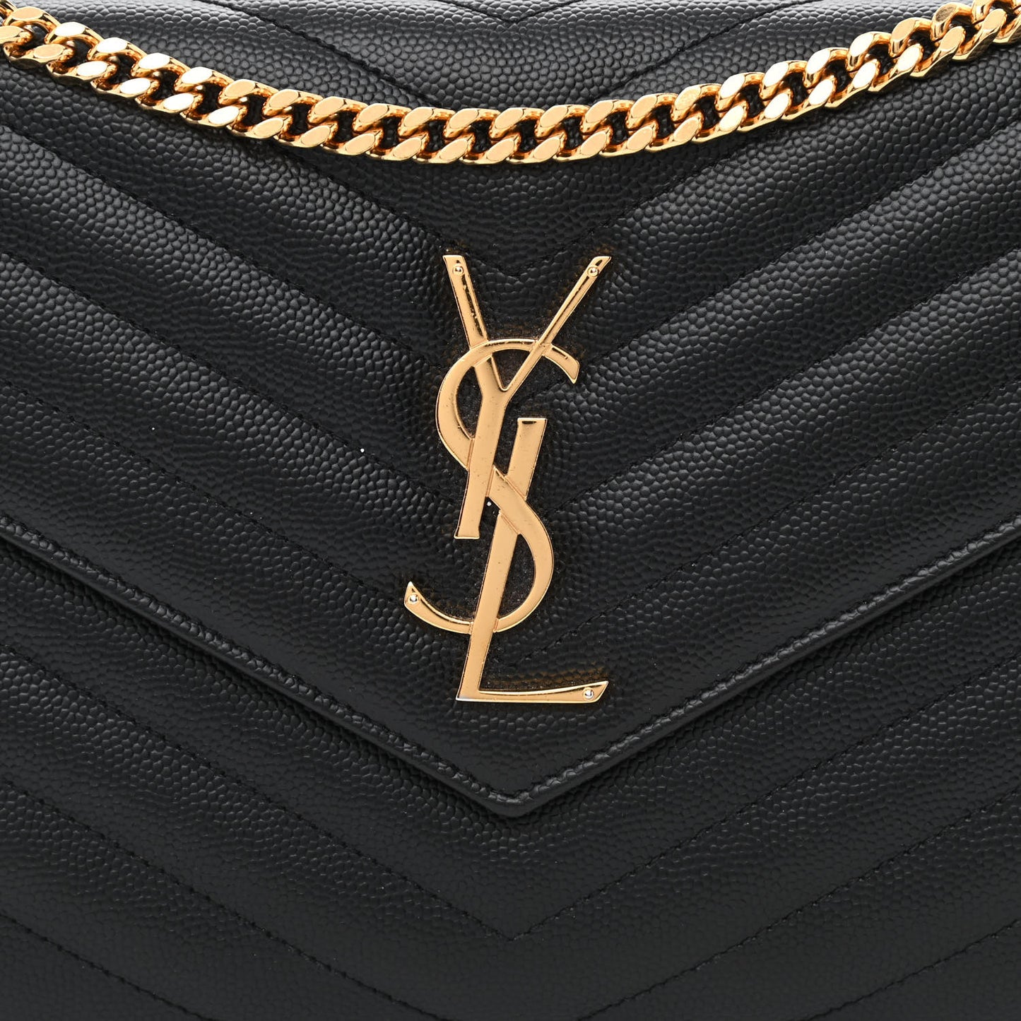 Grain De Poudre Matelasse Chevron Monogram Chain Wallet Black