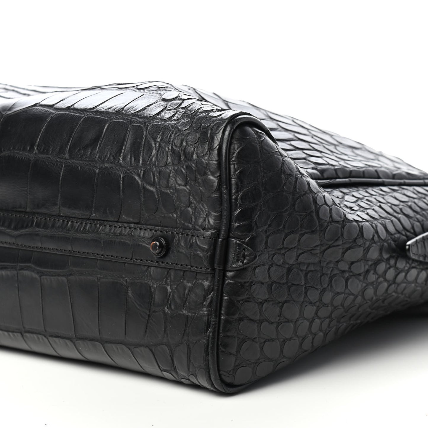 Crocodile Embossed Large Ryder Satchel Black