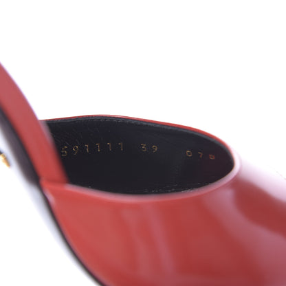 Gucci Polished Calfskin Scarlet High Heel Slide Sandals 39 Heron Red 10 of 11