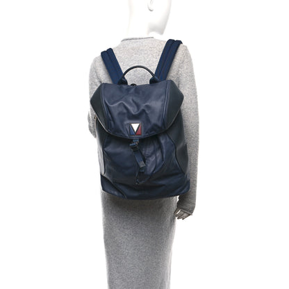 Louis Vuitton Calfskin Nylon V Line Pulse Backpack Navy 2 of 9