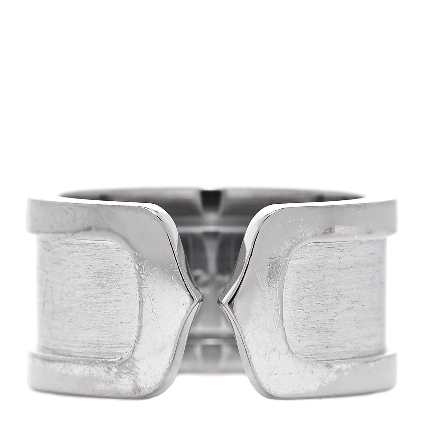 18K White Gold 10mm Logo De Cartier Ring 49 4.75