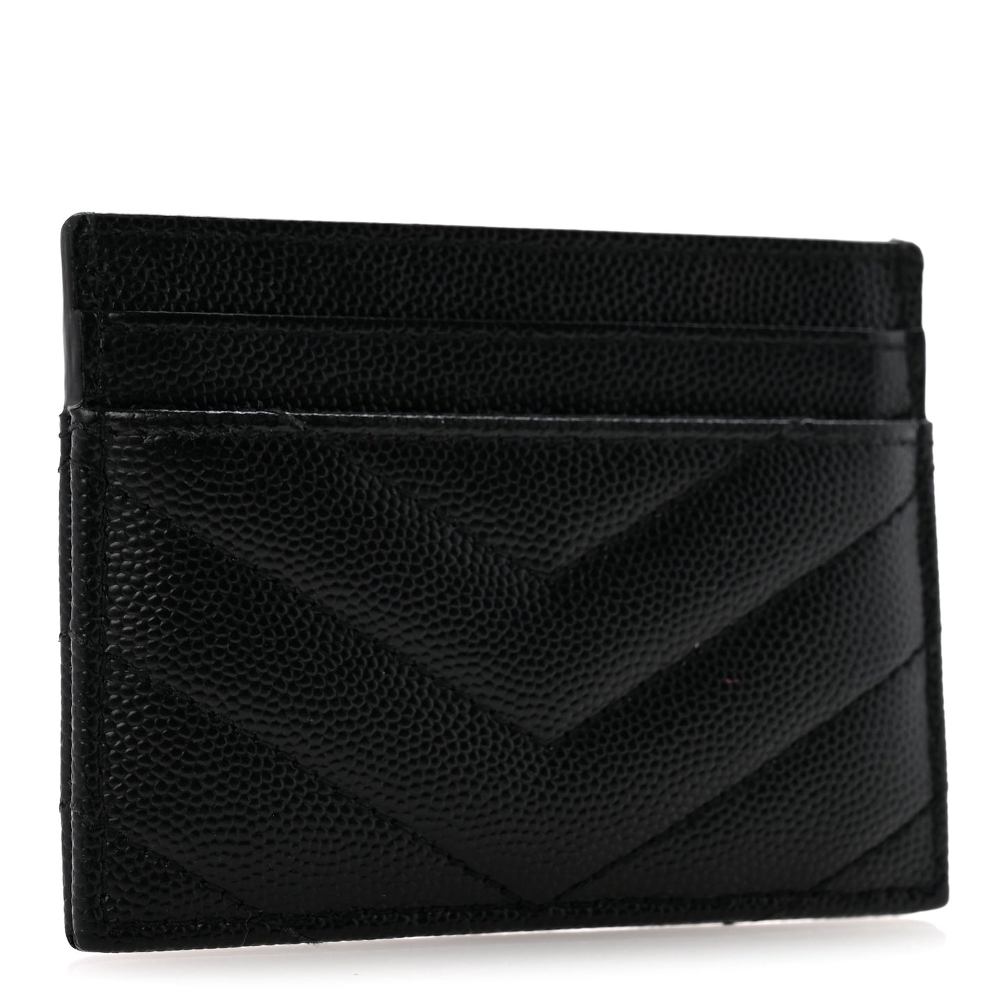 Grain De Poudre Matelasse Chevron Monochrome Monogram Credit Card Case Black