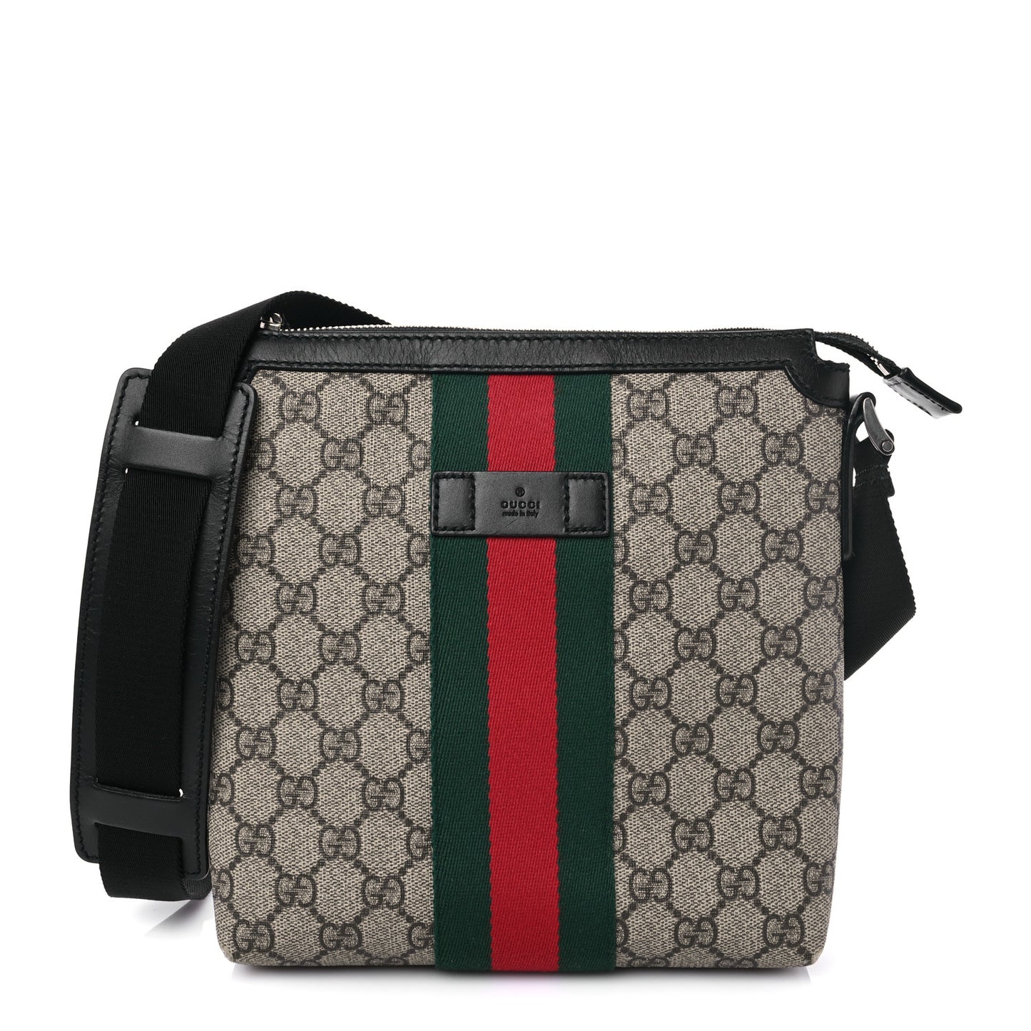 GG Supreme Monogram Web Messenger Bag Black