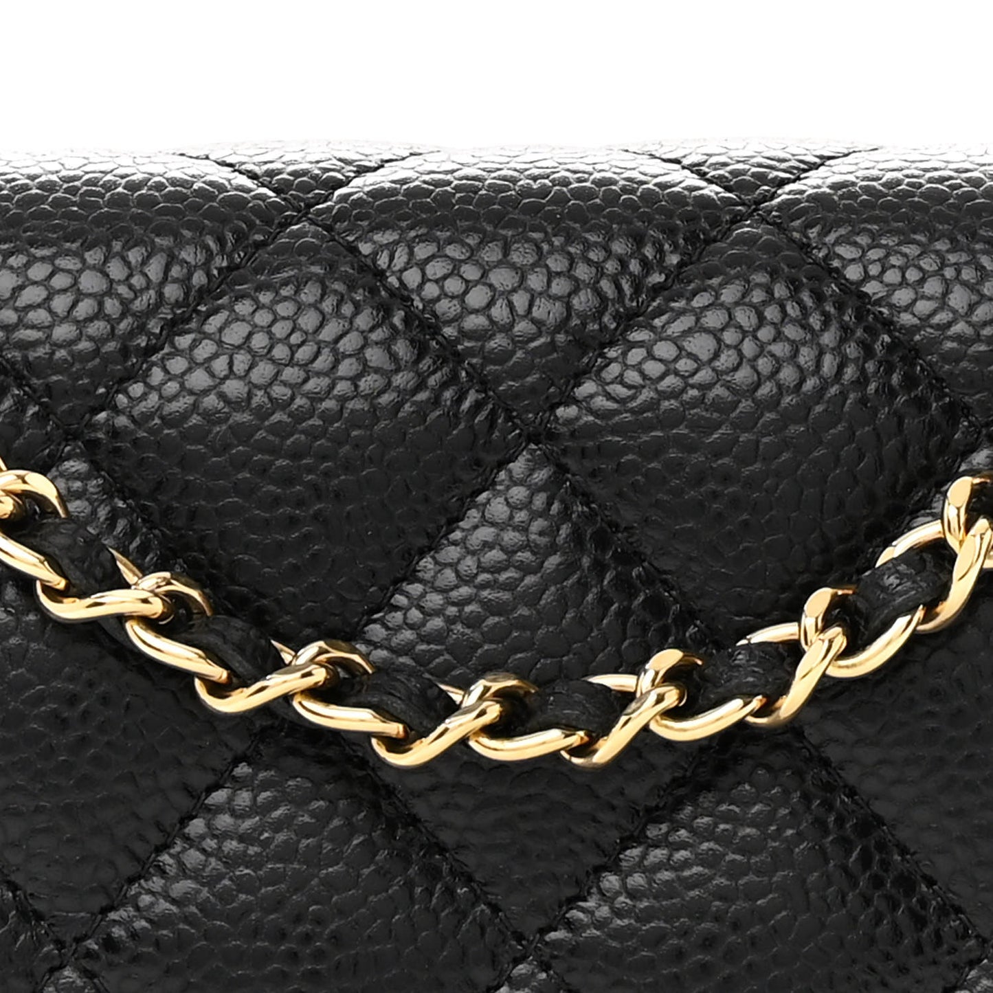 Caviar Quilted Wallet on Chain WOC Black
