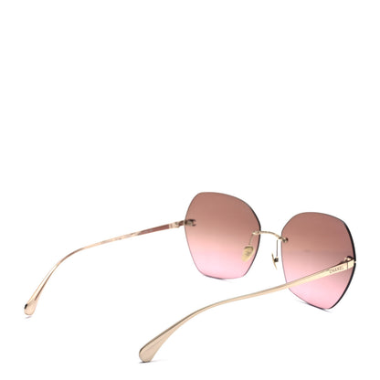 Chanel Titanium Polarized Rimless Square Sunglasses 4271-T Gold Pink 4 of 8