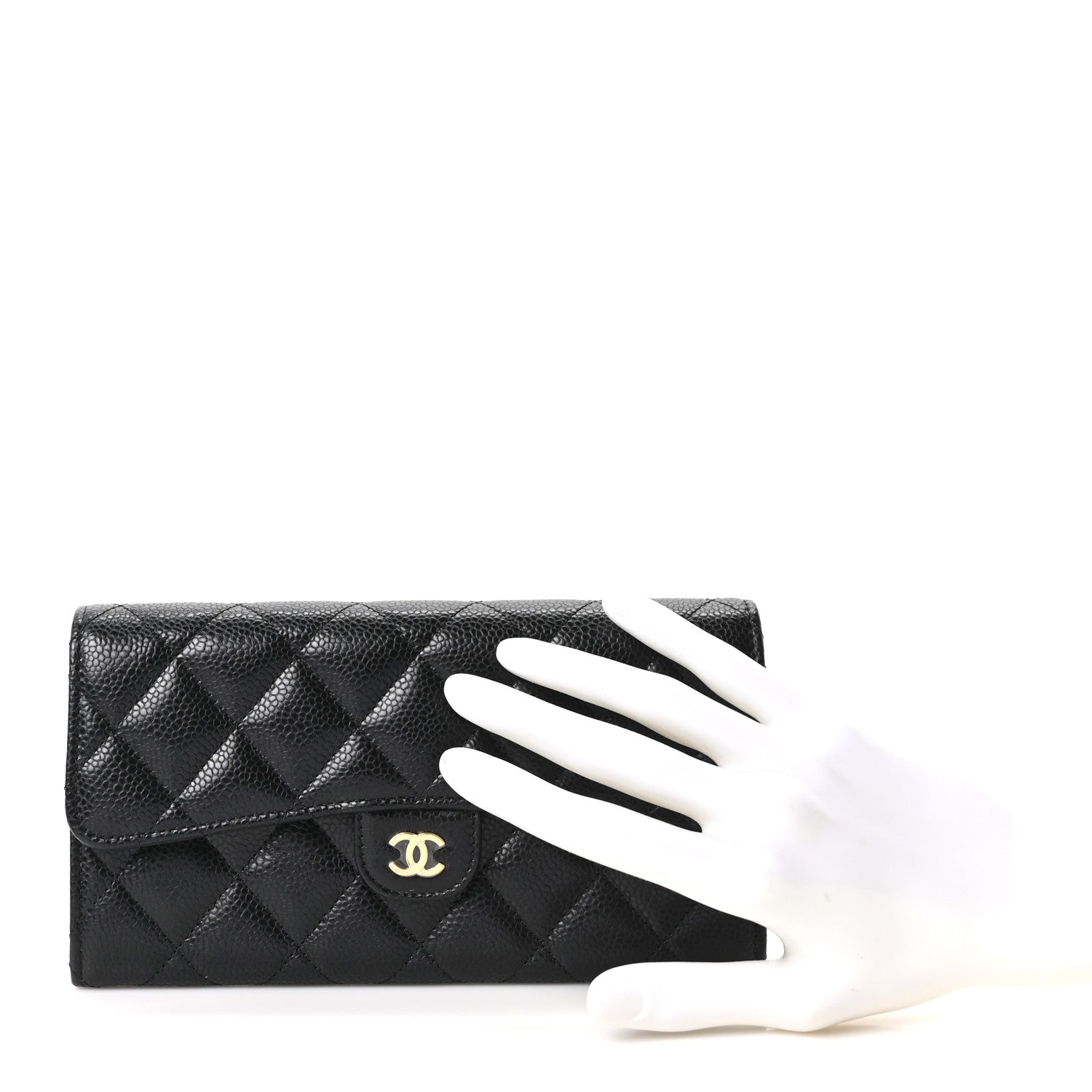 Chanel Caviar Quilted Large Gusset Flap Wallet Black 2 of 12