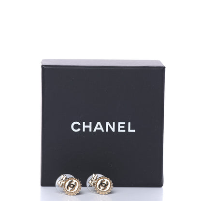 Chanel CC Bow Earrings Black Gold 5 of 5
