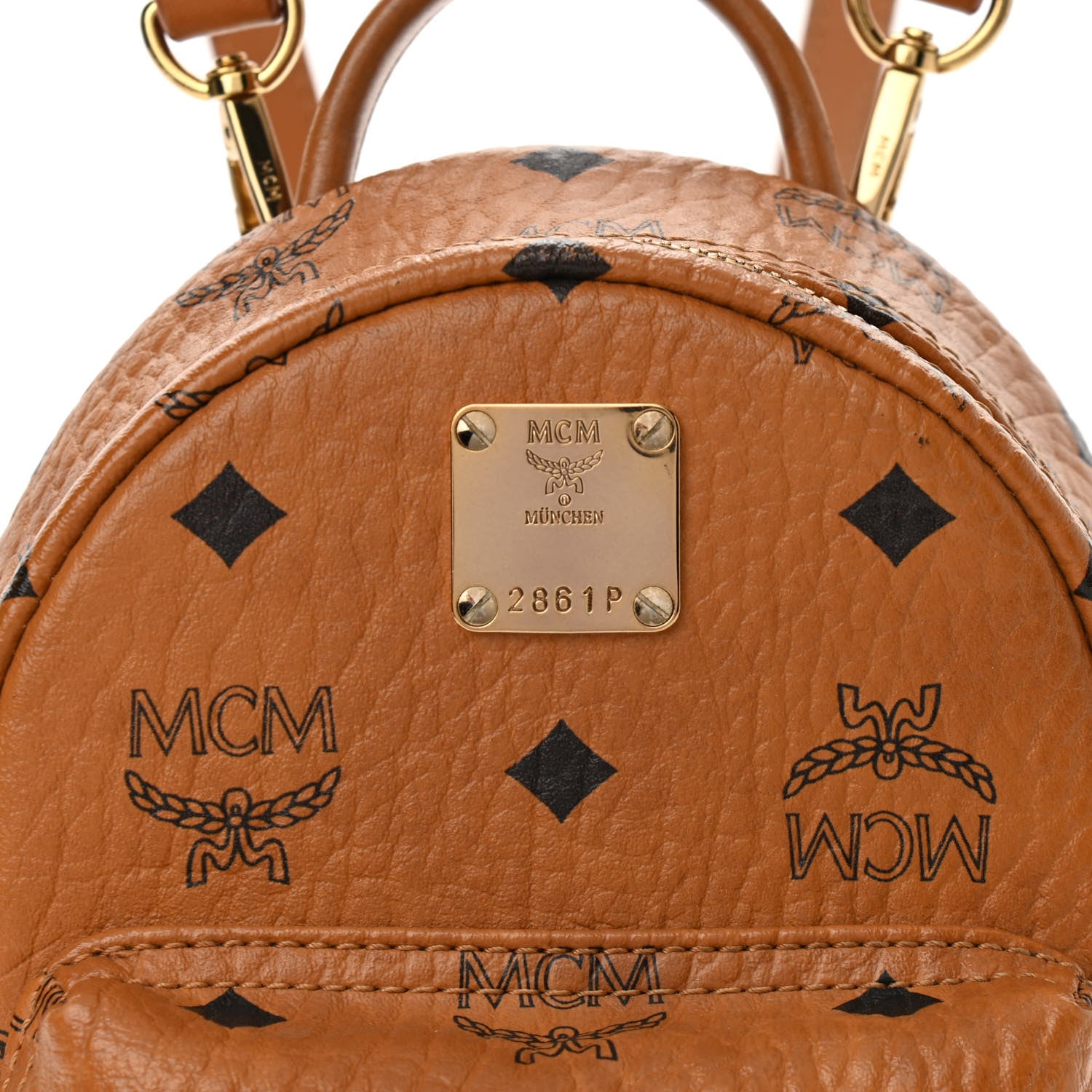 MCM Visetos Side Stud X-Mini Stark Backpack Cognac 7 of 10