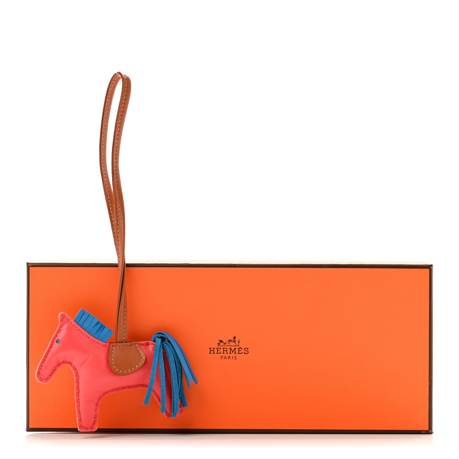 Hermes Milo Lambskin Grigri Rodeo Horse Bag Charm PM Rose Texas Bleu Zanzibar Gold 5 of 5