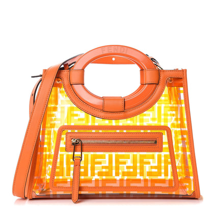 Fendi TPU FF Vitello Century Plexiglass Small Runaway Shopper Tote Aranciata 1 of 10