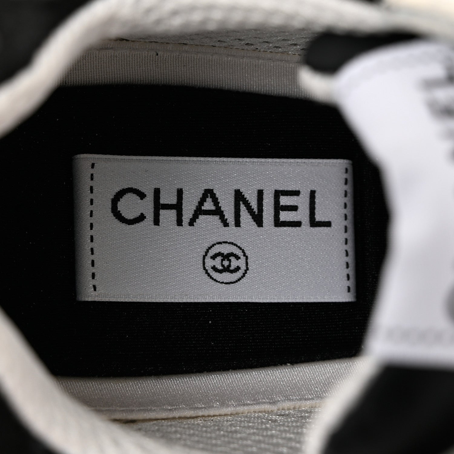 Chanel Nylon Suede Calfskin Printed CC Sneakers 39 White Black 7 of 9