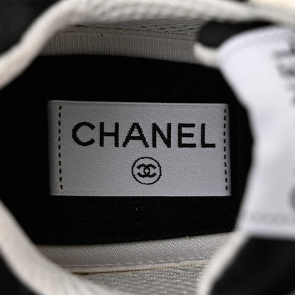 Chanel Nylon Suede Calfskin Printed CC Sneakers 39 White Black 7 of 9