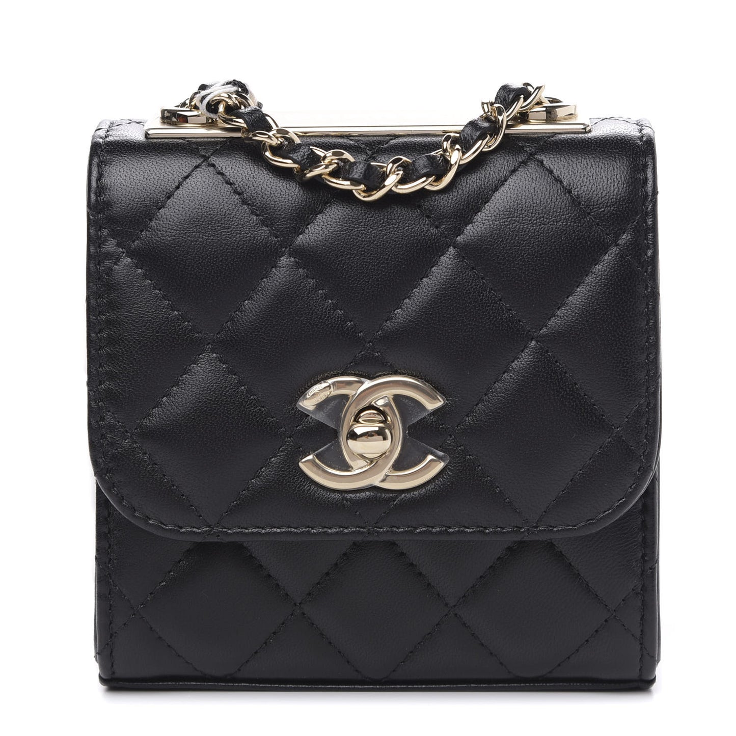 Lambskin Quilted Mini Trendy CC Chain Wallet Black