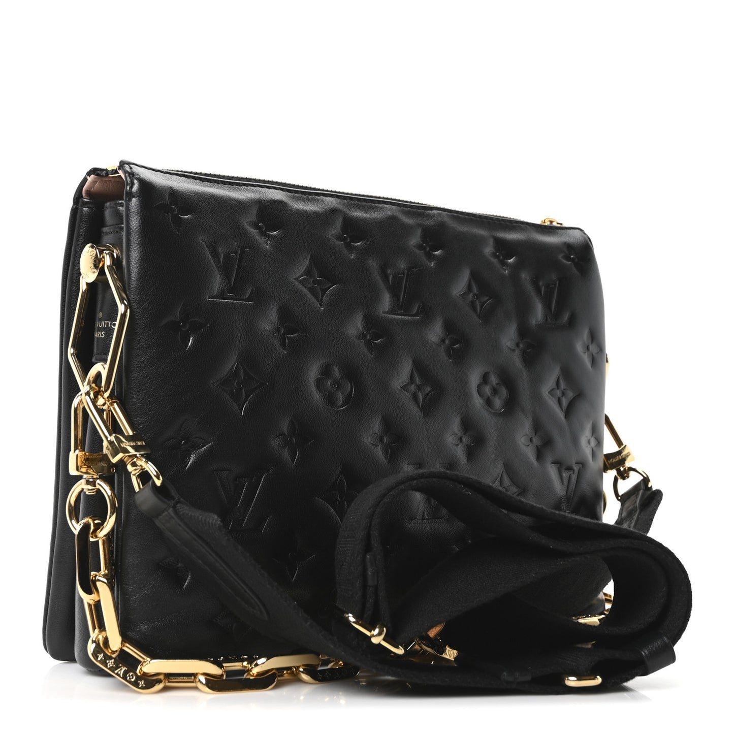 Lambskin Embossed Monogram Coussin PM Black
