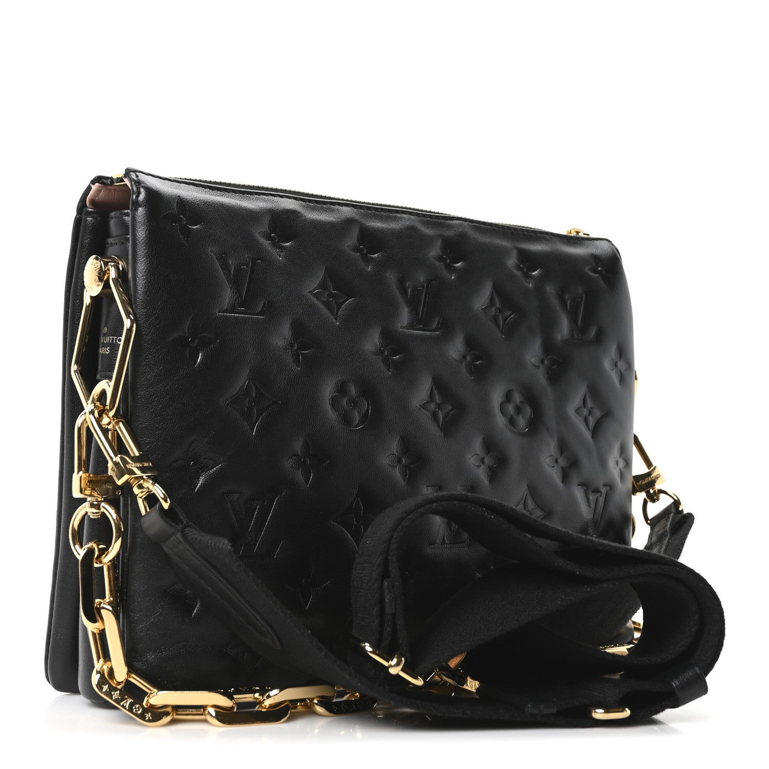 Louis Vuitton Lambskin Embossed Monogram Coussin PM Black 3 of 9