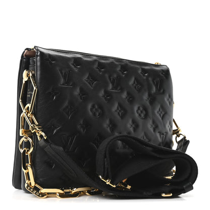 Louis Vuitton Lambskin Embossed Monogram Coussin PM Black 3 of 9
