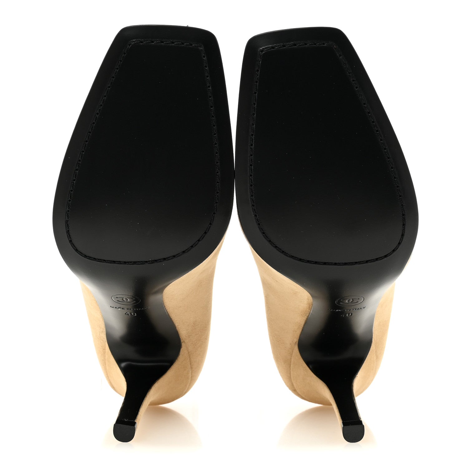 Chanel Suede Patent Calfskin Pumps 40 Beige Black 6 of 11