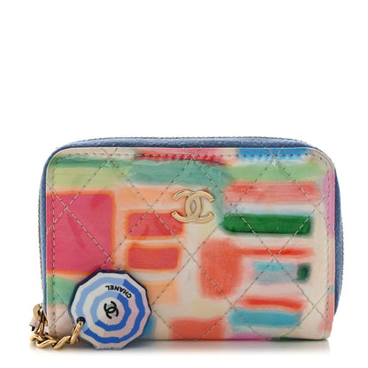 Chanel Patent Calfskin Printed Quilted Zip Coin Purse Multicolor 1 of 8