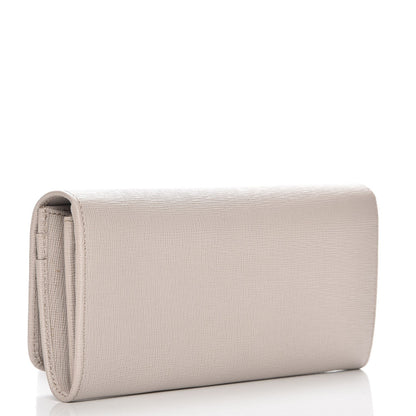 Fendi Vitello Elite Flowerland Continental Wallet Grigio Polvere 3 of 11