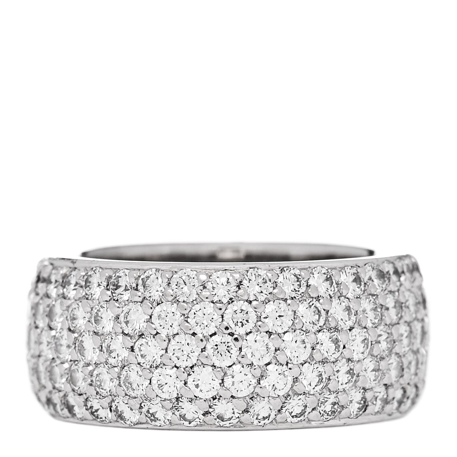 Cartier 18K White Gold Diamond 5 Row Half Paved Band Ring 48 4.5 1 of 5
