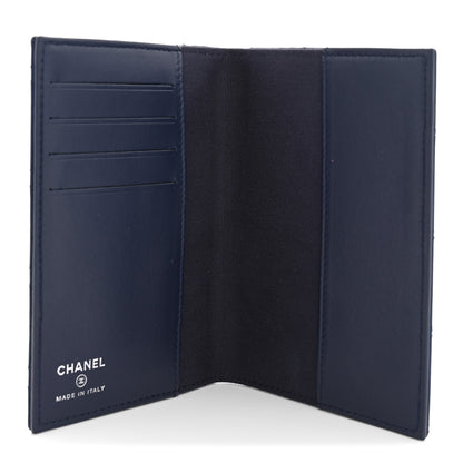 Chanel Grained Calfskin Quilted Passport Holder Wallet Navy 5 of 7