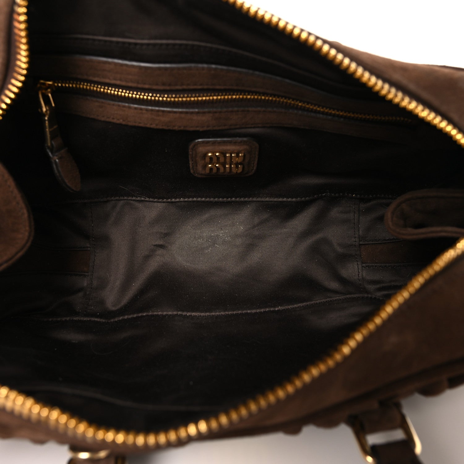 Miu Miu Suede Matelasse Large Arcadie Top Handle Bag Cocoa Brown