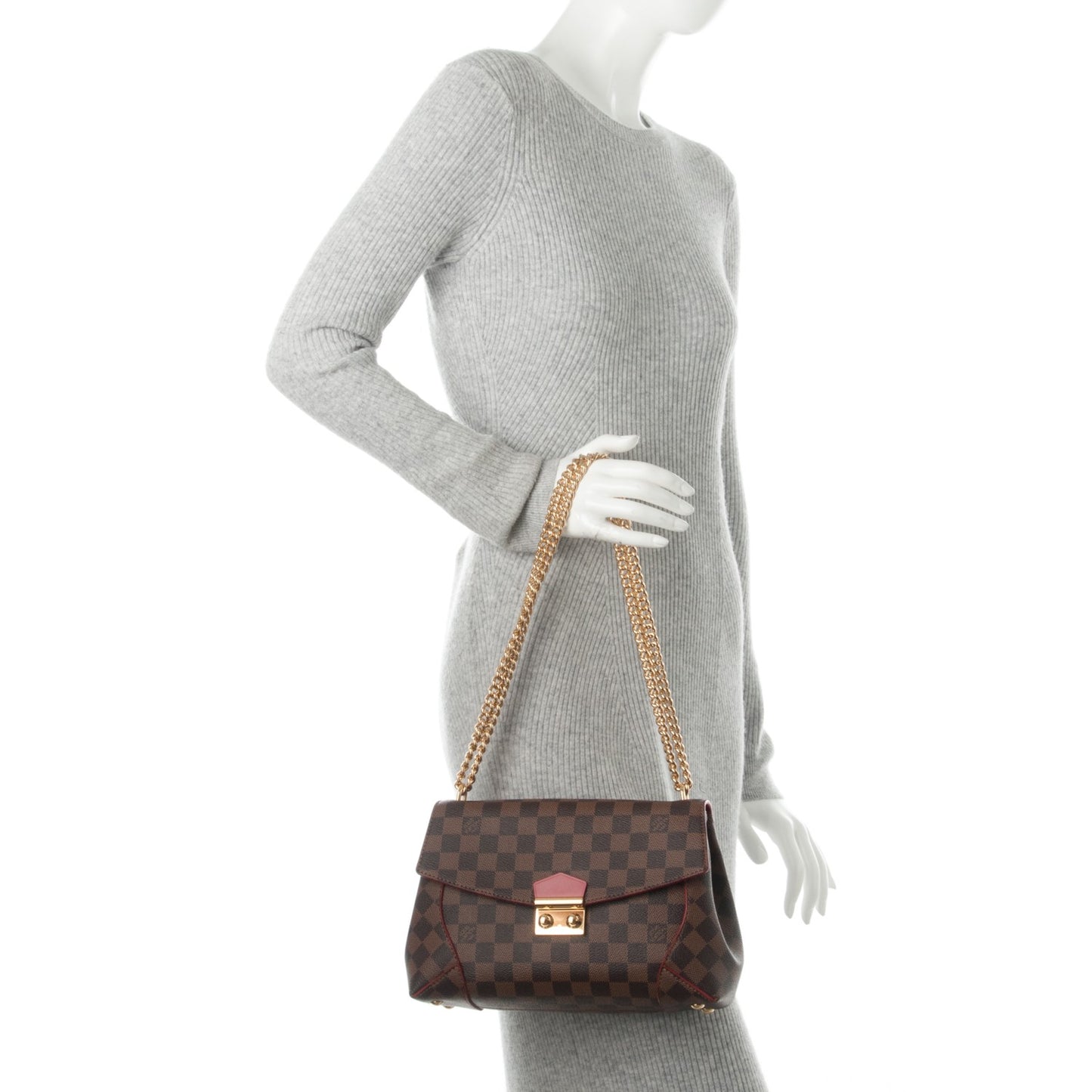 Damier Ebene Caissa Clutch Cherry