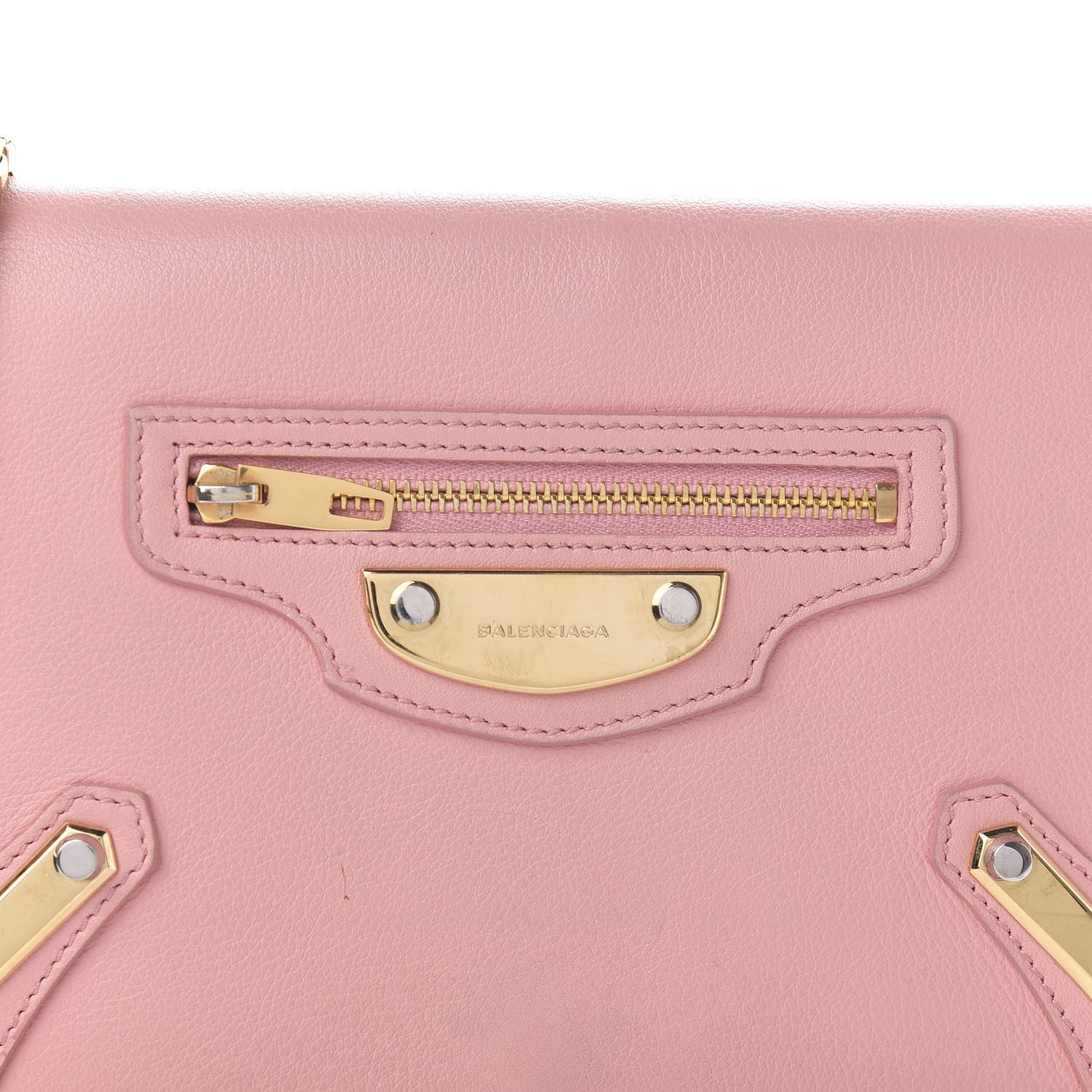 Balenciaga Veau Amp Plate Gold Chain Wallet Rose 11 of 12