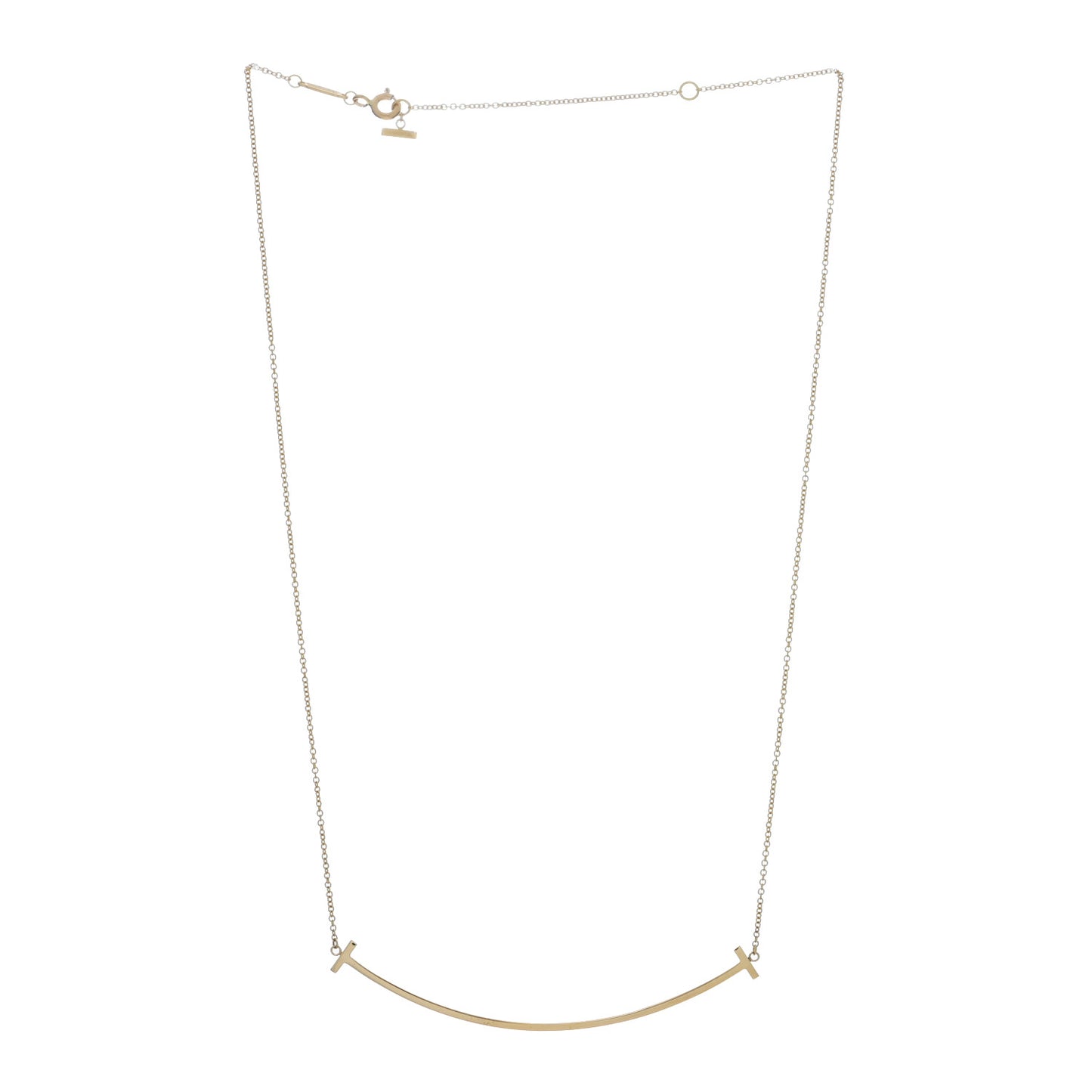 18K Yellow Gold Large T Smile Pendant Necklace