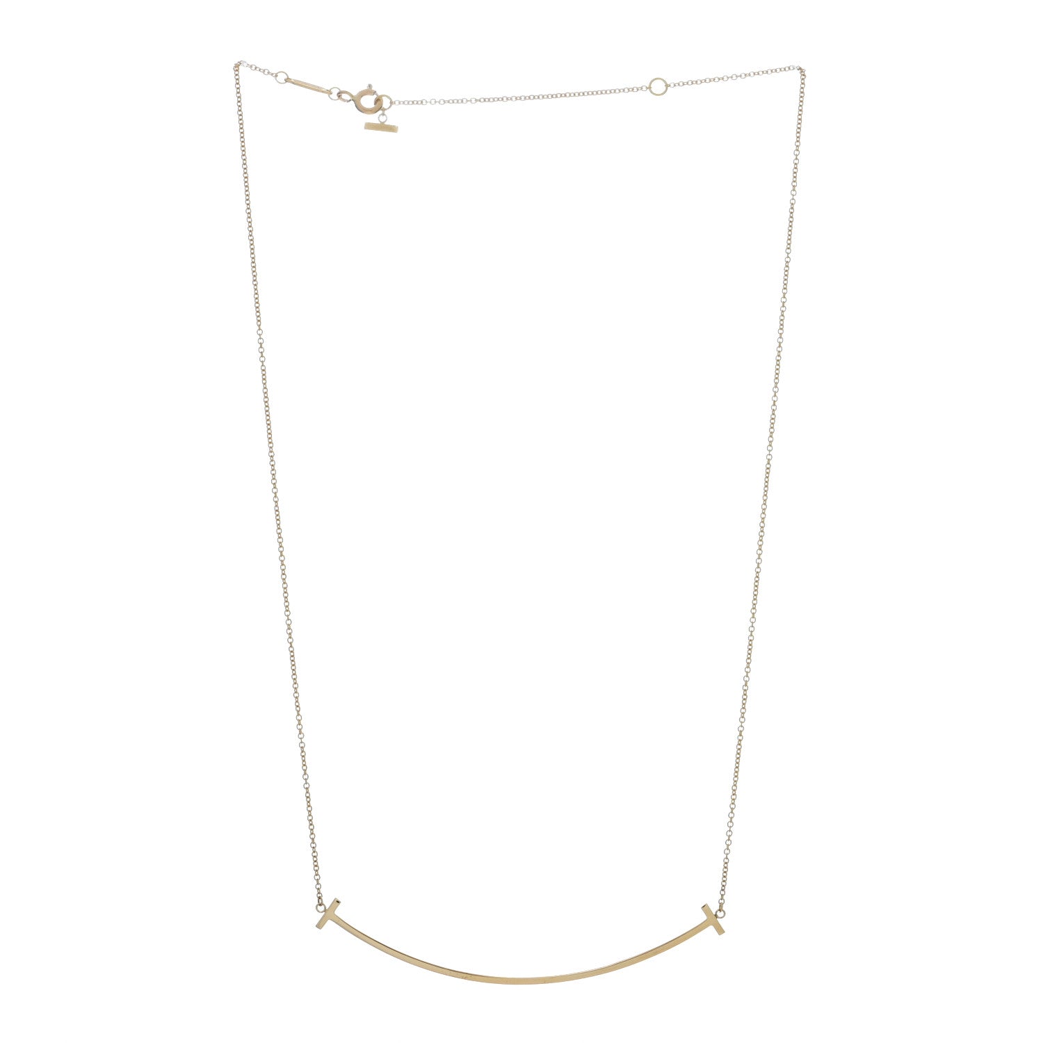 Tiffany 18K Yellow Gold Large T Smile Pendant Necklace 3 of 4