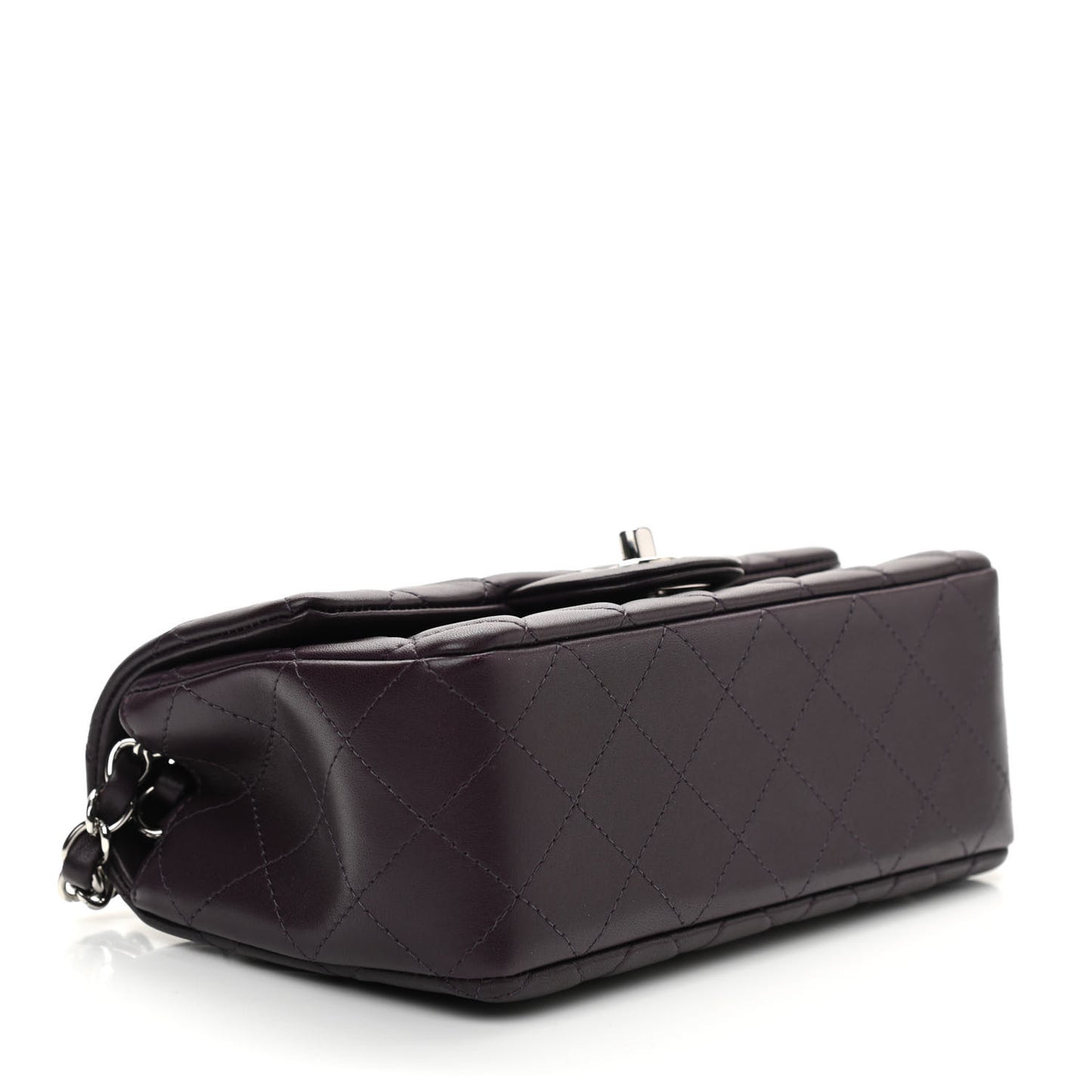 Lambskin Quilted Mini Rectangular Flap Dark Purple