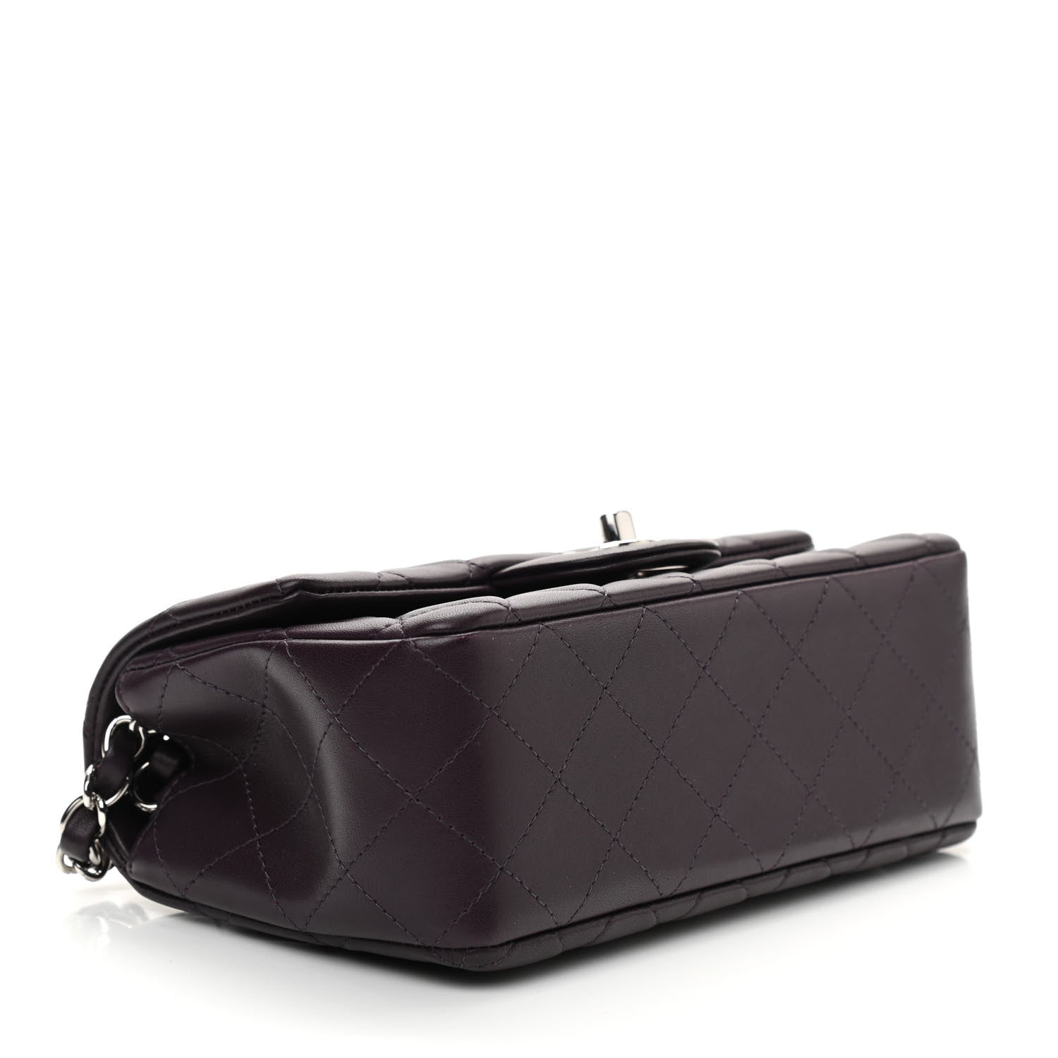Chanel Lambskin Quilted Mini Rectangular Flap Dark Purple 4 of 9