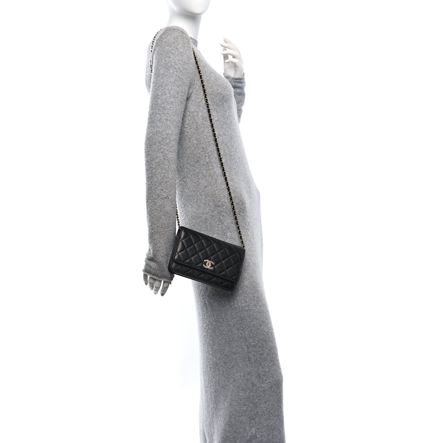 Chanel Caviar Quilted Chain CC Wallet On Chain WOC Black 2 of 11