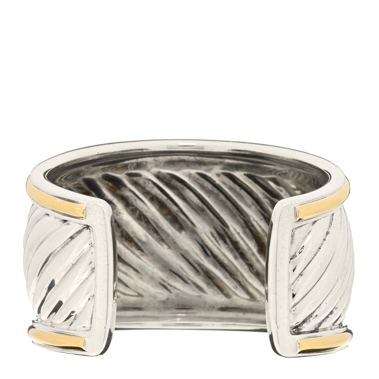 Sterling Silver 18K Yellow Gold 41mm Sculpted Cable Cuff Bracelet